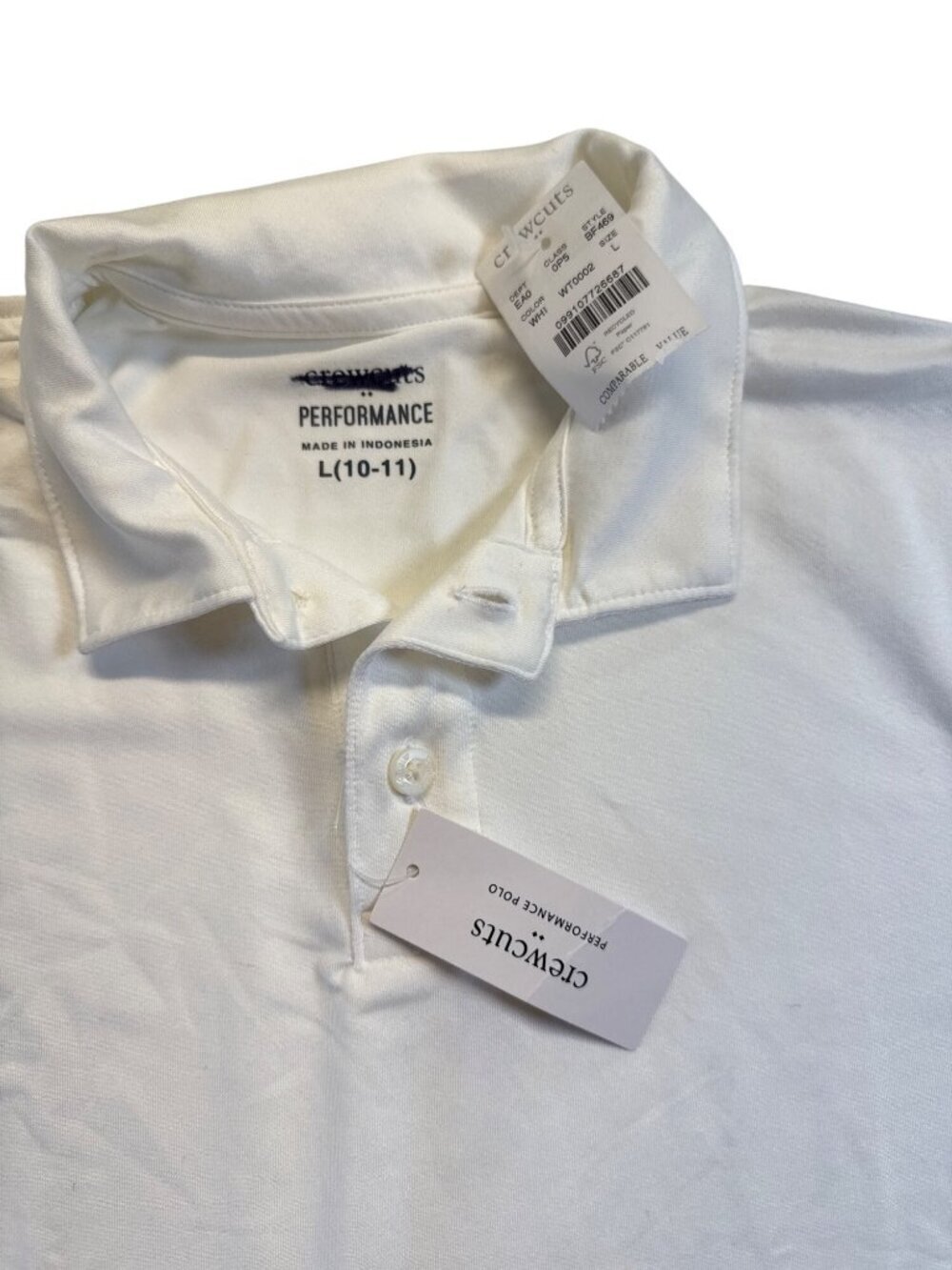 J Crew CREWCUTS Performance Jersey Polo Shirt~Size L (10-11)~White NWD L15 41 - Picture 4 of 8